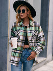 Women Ivy Lane Meet You Outside Plaid Button Down Curved Hem Shacket