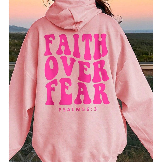 Women Faith Over Fear Dropped Shoulder Hoodie