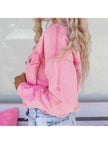 Distressed Raw Hem Dropped Shoulder Denim Jacket