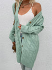 Women Cable-Knit Button Down Cardigan with Pockets