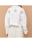 Distressed Raw Hem Dropped Shoulder Denim Jacket