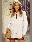 Leopard Collared Neck Dropped Shoulder Jacket