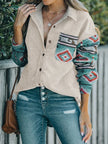 Women Perfee Pocketed Geometric Collared Neck Shacket