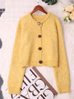 Women Button-Up Raglan Sleeve Cardigan Sweater
