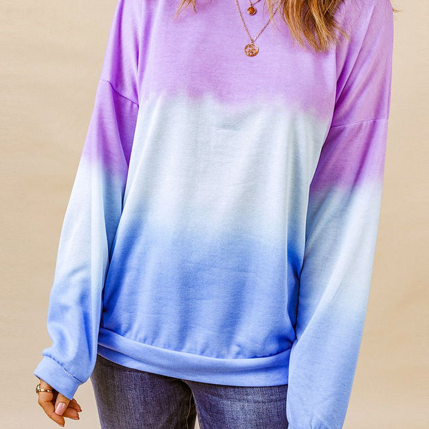 Women Tie-Dye Drop Shoulder Round Neck Sweatshirt
