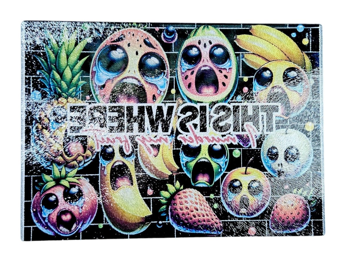 8x11 - inch Glass Cutting Board: Murderous Fruit Mayhem - Custom Crafting Alliance