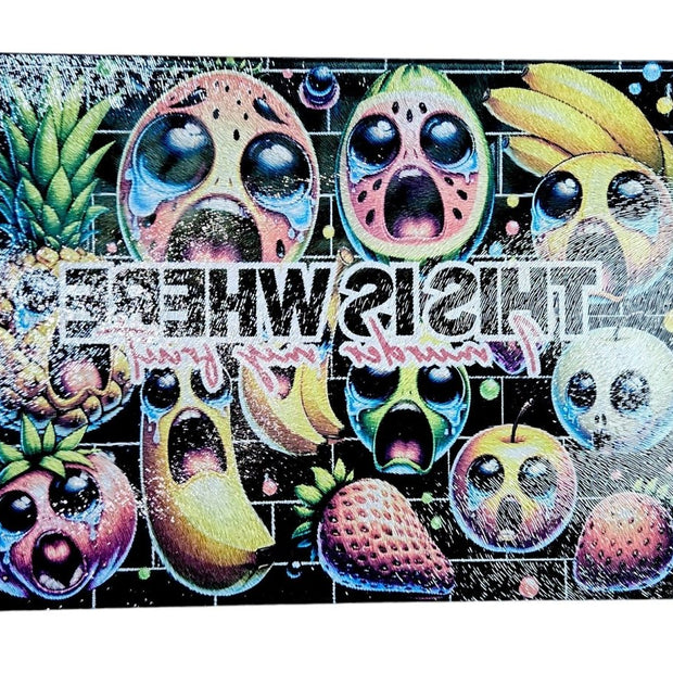 8x11 - inch Glass Cutting Board: Murderous Fruit Mayhem - Custom Crafting Alliance