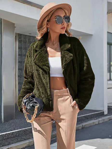 Women Ivy Lane Plush Open Front Dropped Shoulder Jacket