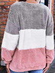 Women Color Block Round Neck Long Sleeve Sweatshirt