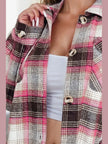Women Plaid Button Up Long Sleeve Shacket
