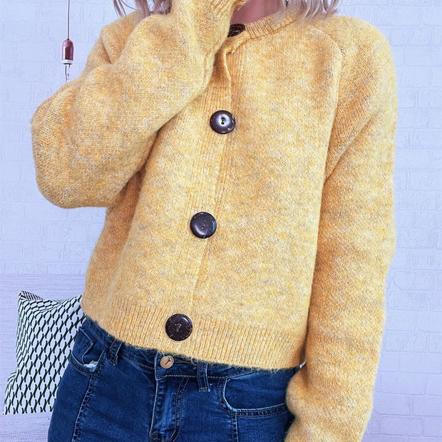 Women Button-Up Raglan Sleeve Cardigan Sweater