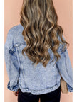 Pocketed Button Up Dropped Shoulder Denim Jacket