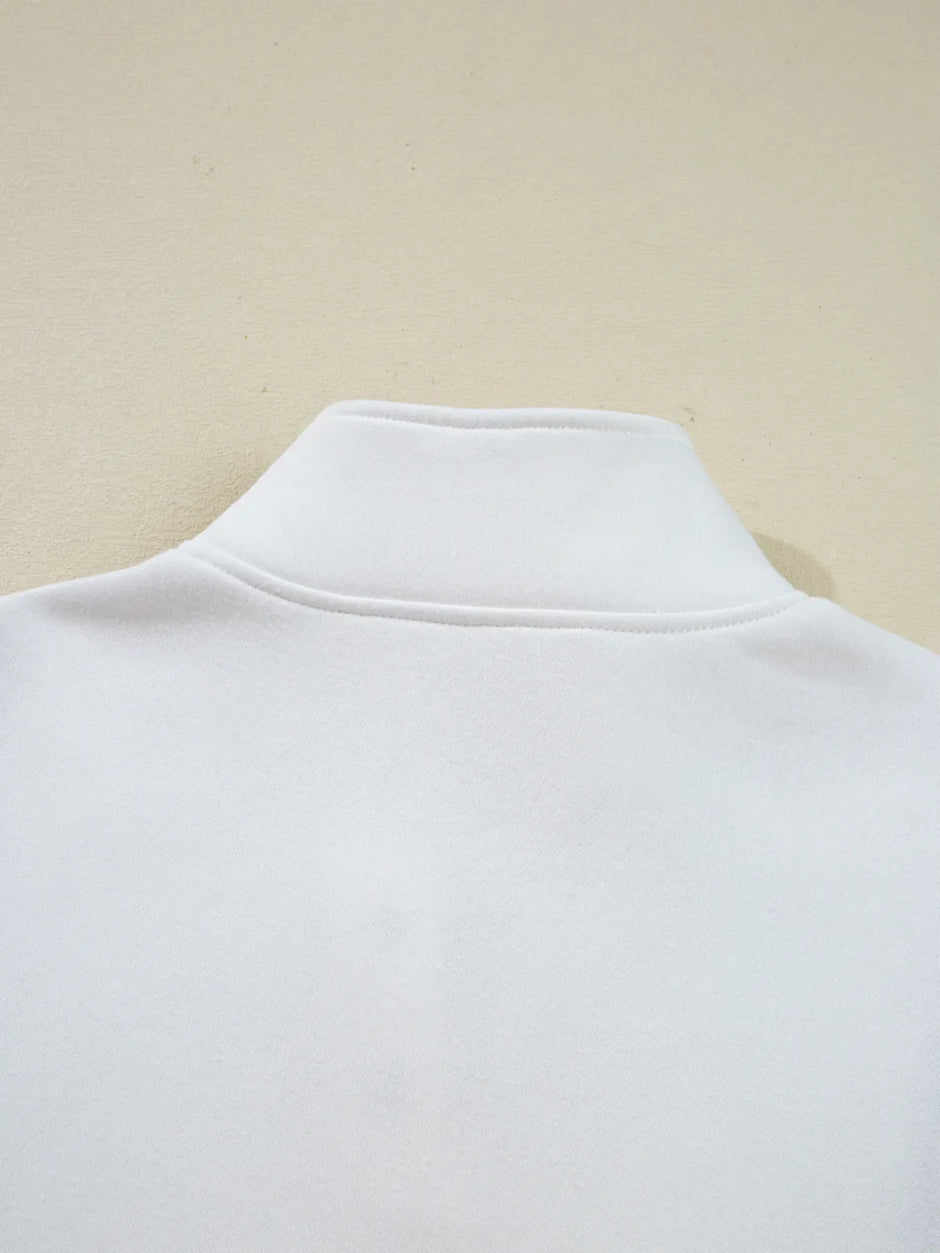 Colorblock Patchwork Half Button Baggy Sweatshirt