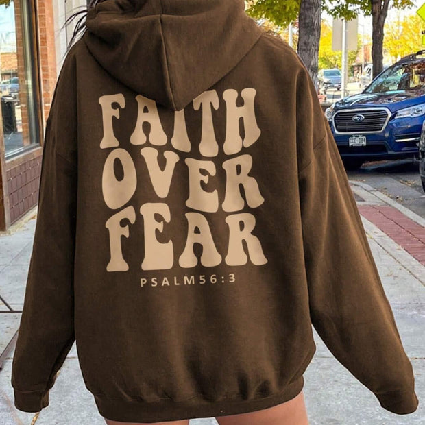 Women Faith Over Fear Dropped Shoulder Hoodie