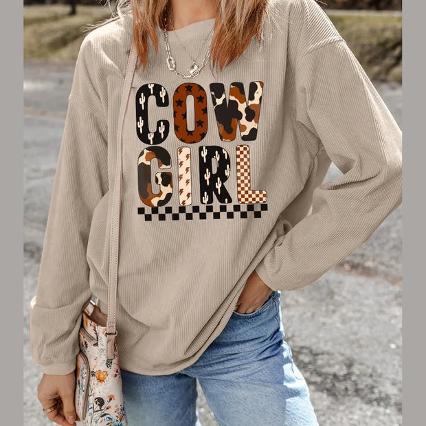 Cowgirl Graphic Long Sleeve Sweatshirt
