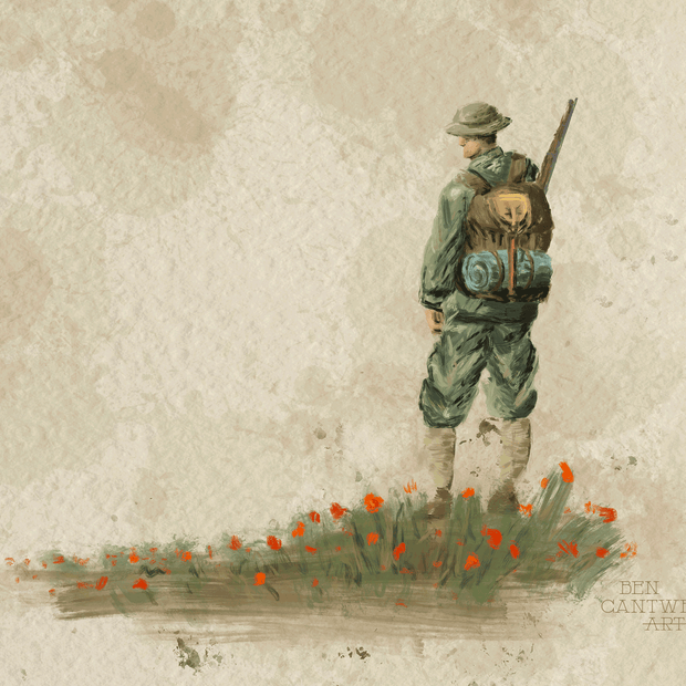 ww1 soldier in poppies