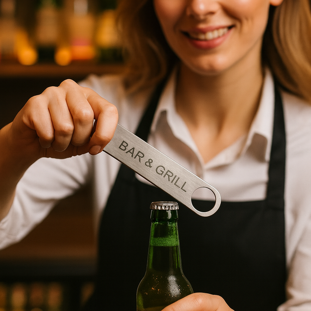 Custom Engraved Stainless Steel Bottle Opener – Professional Bar Blade