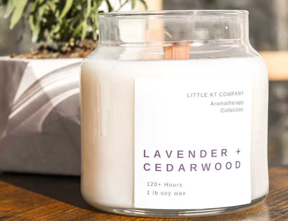 Lavender & Cedarwood Wood Wick Candle – Aromatherapy & Relaxation