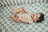 Organic Bamboo Cotton Muslin Crib Sheet in Checkered Bears