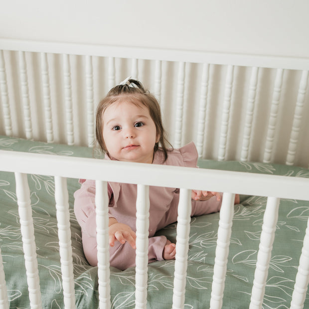 Organic Bamboo Cotton Blend Crib Sheet in Natural Oasis Willow