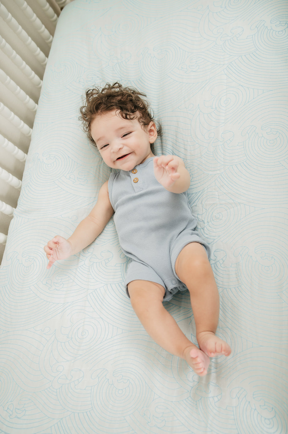 Organic Crashing Sea Waves Bamboo Cotton Blend Crib Sheet