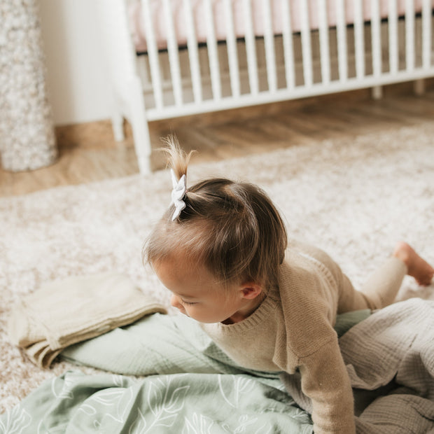 Organic Bamboo Cotton Muslin Swaddle Blanket in Natural Oasis Willow