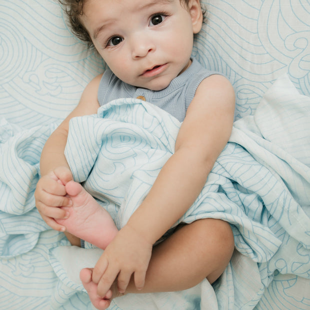 Organic Crashing Sea Waves Bamboo Cotton Blend Crib Sheet