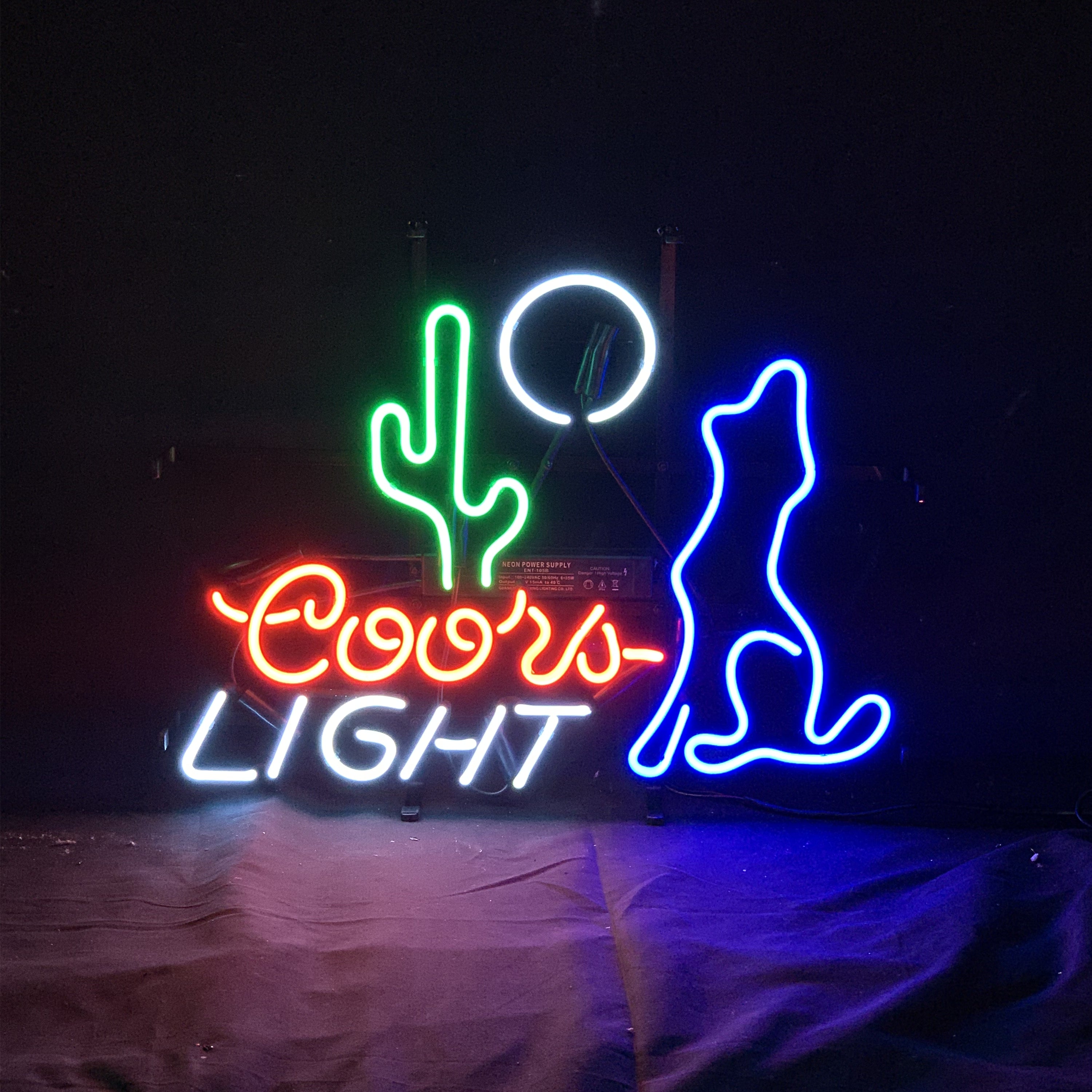Cactus Moon Wolf Coyote Coors Light Beer Neon Signs