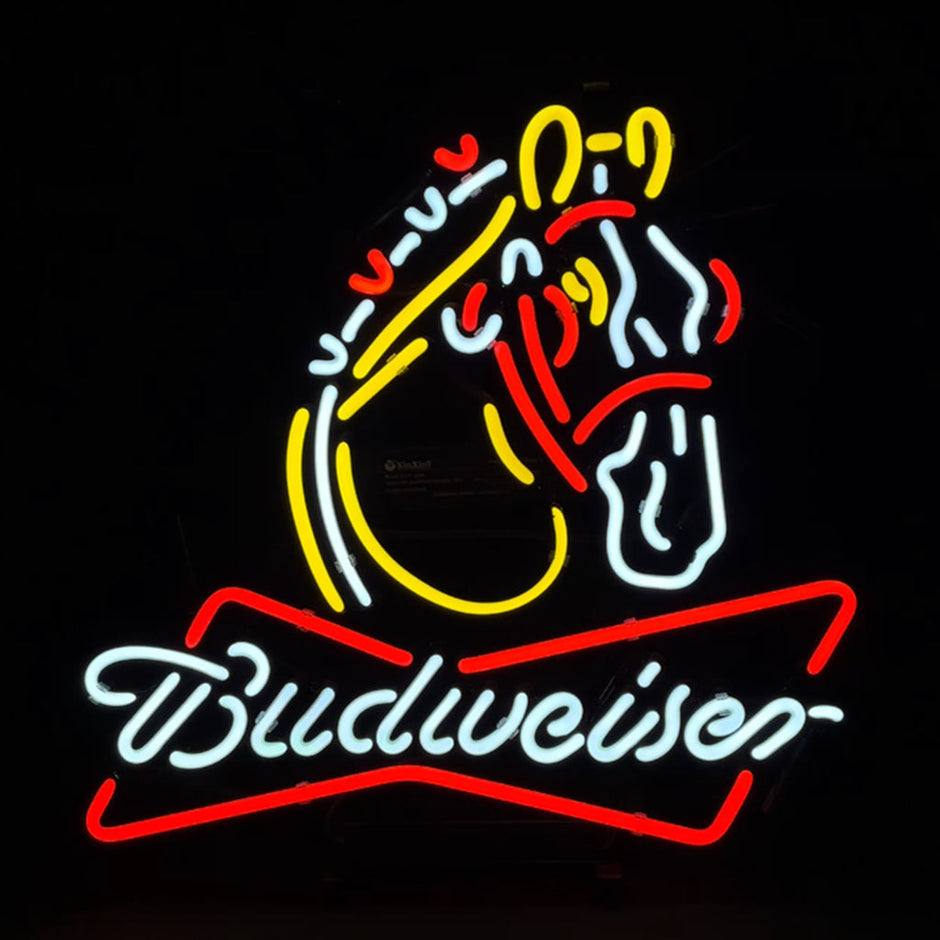 Clydesdale Horse Budweiser Beer Lager Neon Sign Light