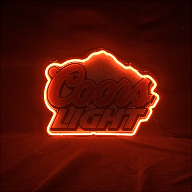 Coors Light Neon Sign Outline with UV-printed