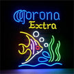 Corona Extra Beer and Seafood Tropical Fish Neon Sign Light