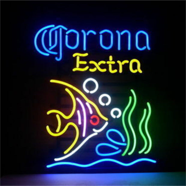 Corona Extra Beer and Seafood Tropical Fish Neon Sign Light