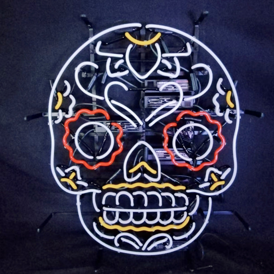 Dia De Los Muertos Hanuted Skull Death Mask Neon Signs