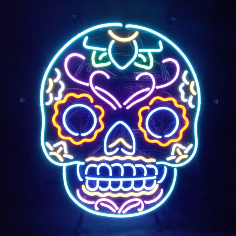 Dia De Los Muertos Hanuted Skull Death Mask Neon Signs