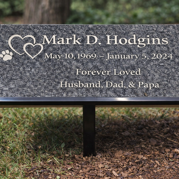 Personalized Black Marble Grave Marker, 12 x 6 Laser Engraved Memorial Plaque with Ground Stand