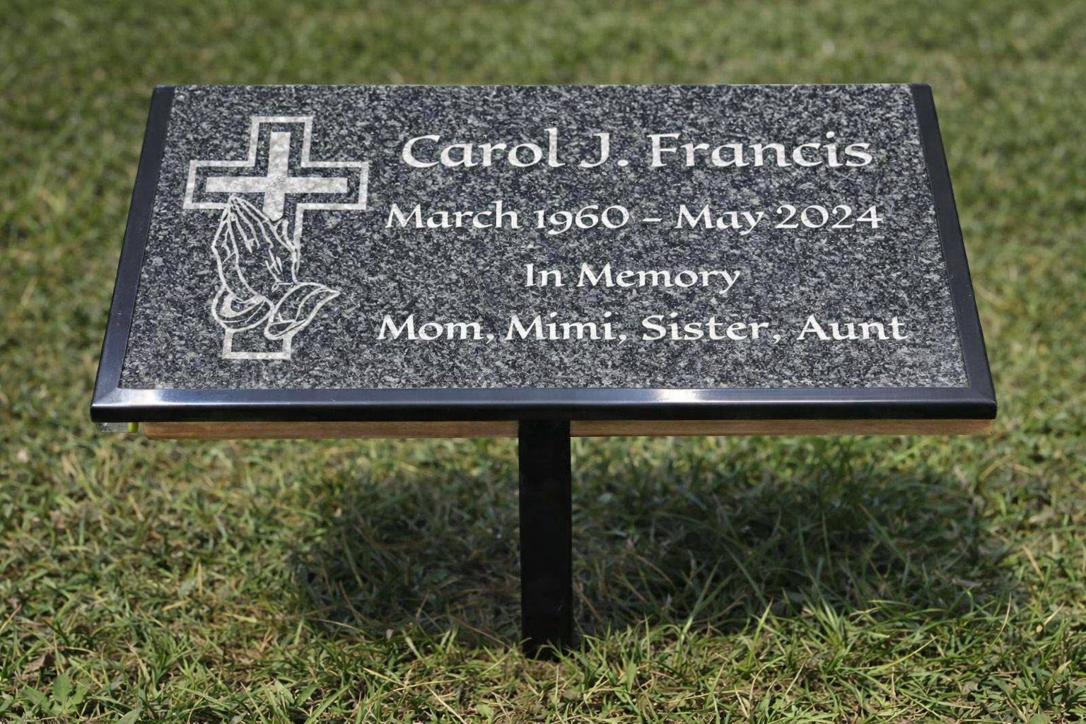 Personalized Black Marble Grave Marker, 12 x 6 Laser Engraved Memorial Plaque with Ground Stand