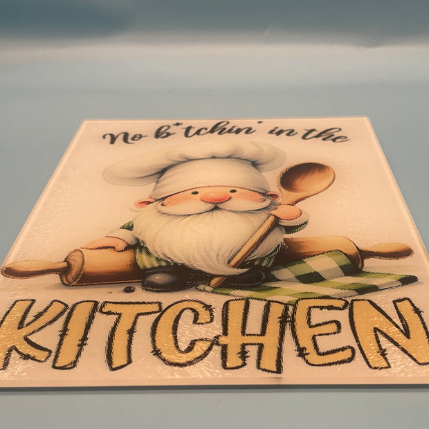 No B*tchin in the Kitchen - Glass Cutting Board. Ready to Ship!