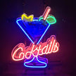 Ice Cocktails with Martini Cup Neon Signs