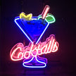 Ice Cocktails with Martini Cup Neon Signs