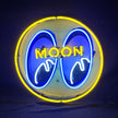 Moon And Eyes in Yellow Neon Signs Light