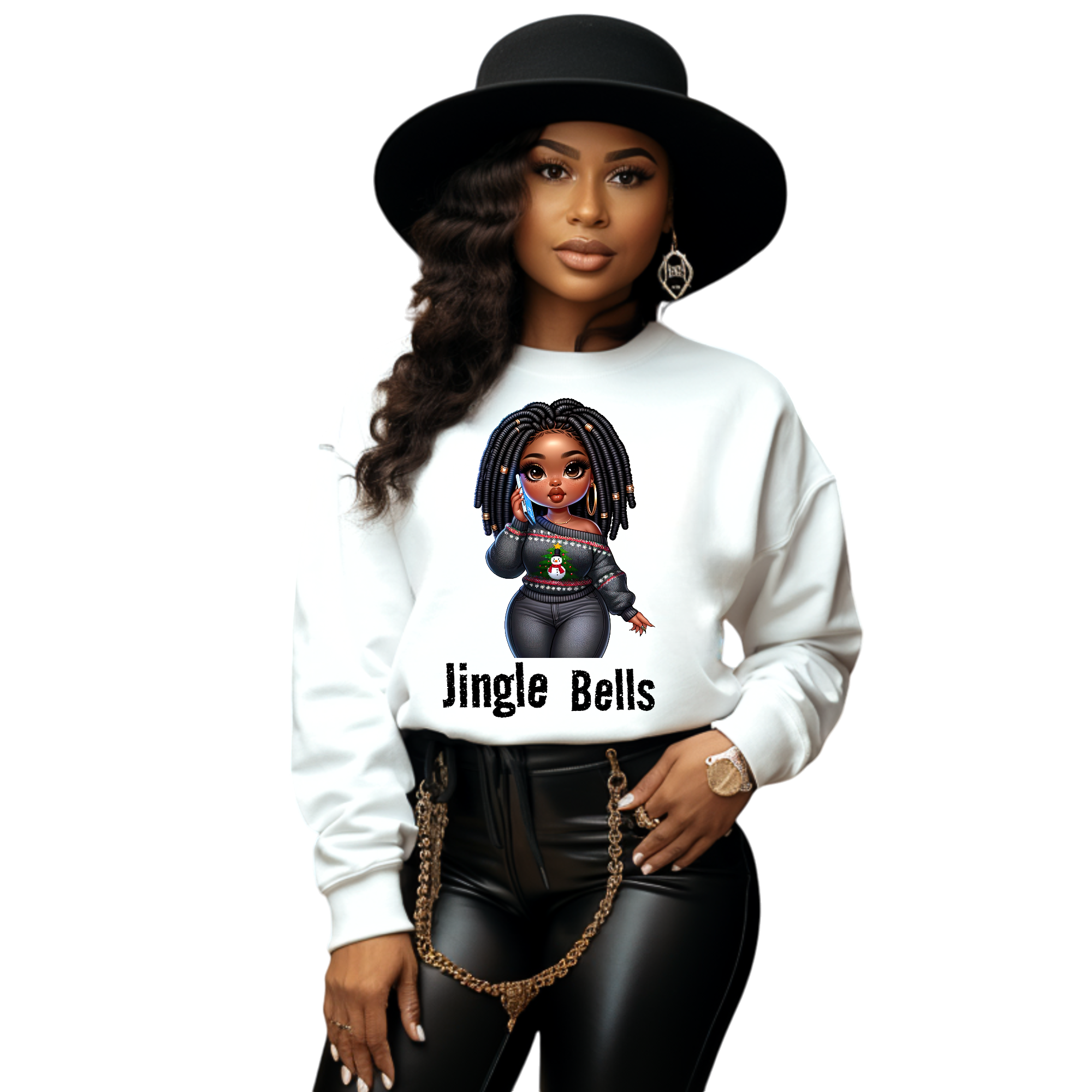 African American Women Jingle Bells Crewneck Christmas Sweatshirt