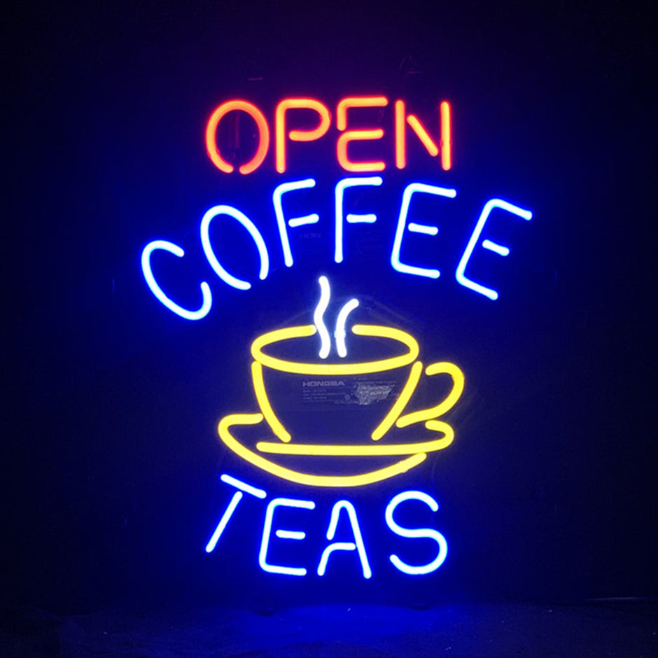Open Coffee Teas Neon Signs