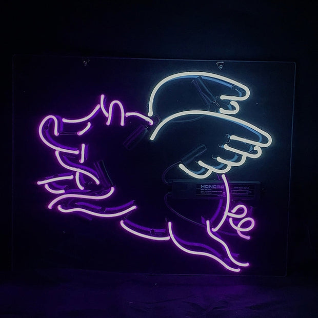 Purple Pig with Wings Neon Signs