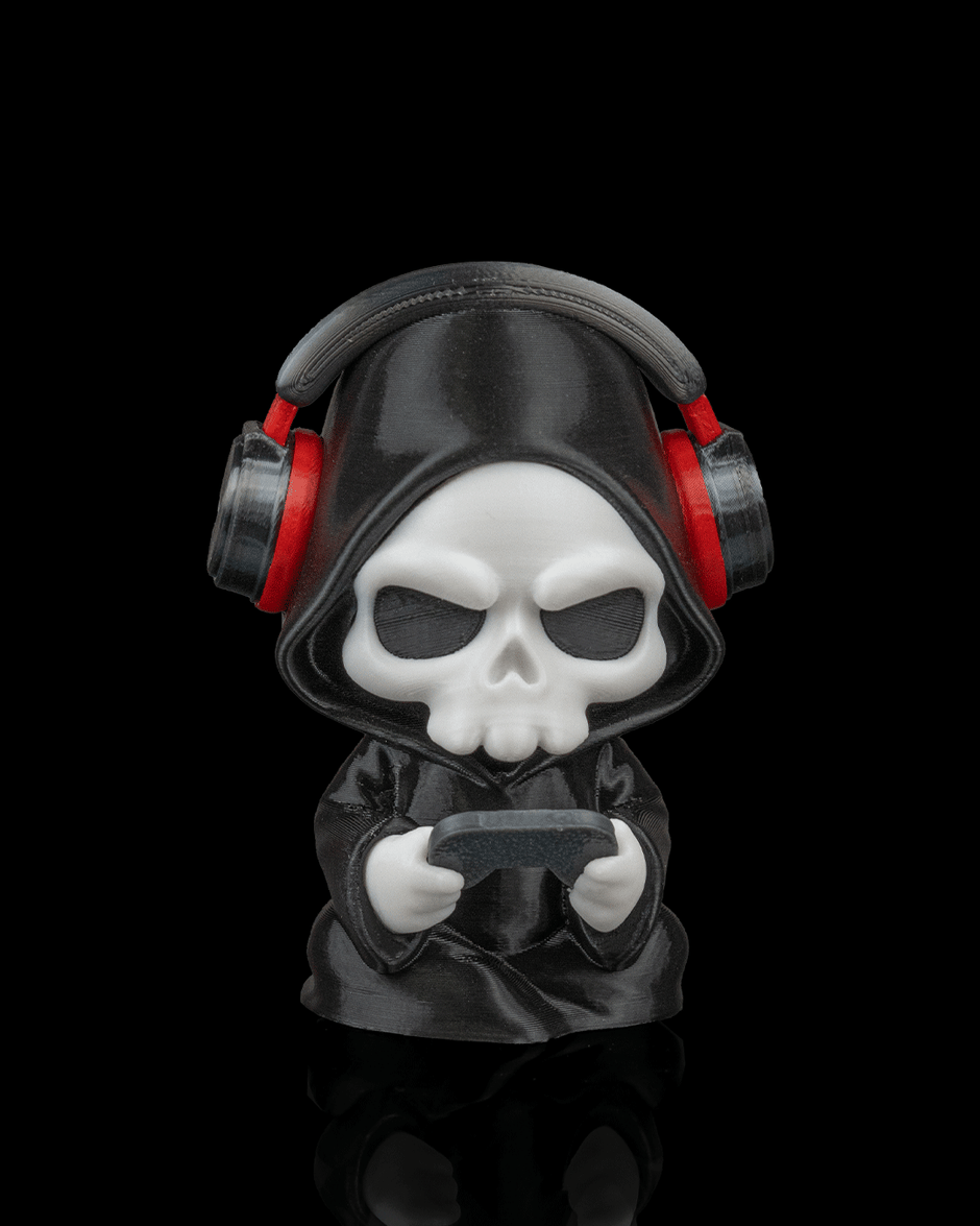 Press F - Gamer Grim Reaper Figurine (3D Printed, Multi Color or DIY)