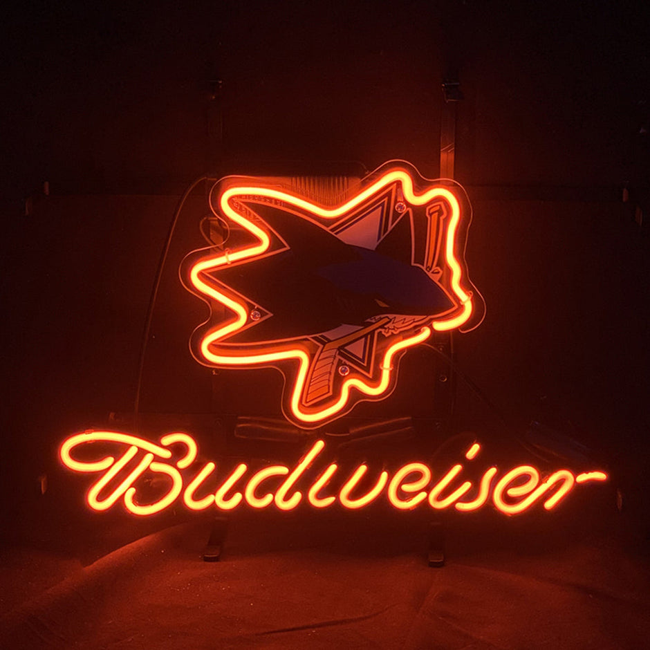San Jose Sharks Ice Hockey and Budweiser Beer Neon Sign Light