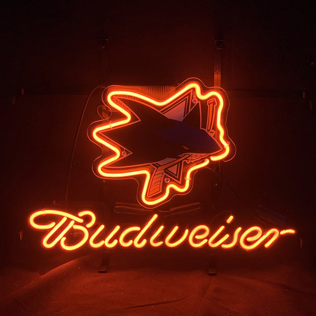 San Jose Sharks Ice Hockey and Budweiser Beer Neon Sign Light