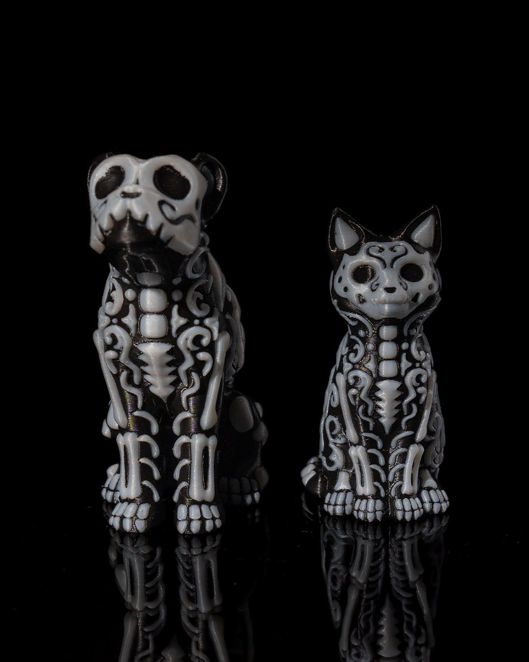 🐾 Día de los Muertos Dog and Cat Figurines – Calavera Skeleton Pet Decor 🎭
