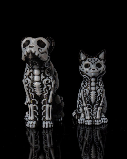 🐾 Día de los Muertos Dog and Cat Figurines – Calavera Skeleton Pet Decor 🎭