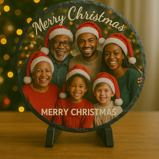 Personalized Round Photo Slate – Custom Picture Stone Keepsake for Memorial or Pet Remembrance Display