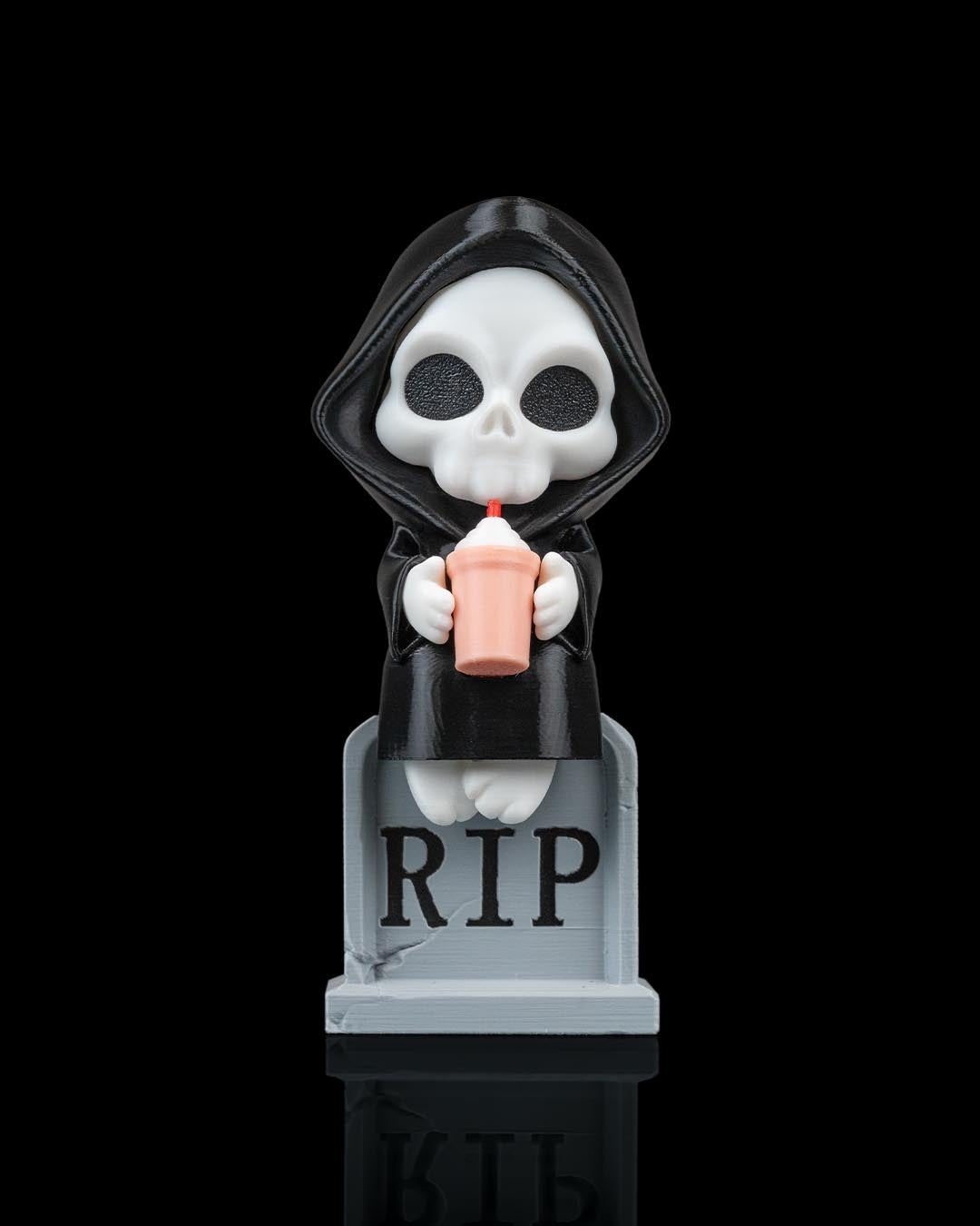 Sweet Rest - Grim Reaper Figurine on Tombstone (3D Printed, Multi Color or DIY)